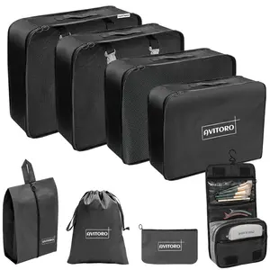 Cubes d'emballage étanches pour le voyage 8 pièces ensemble de Cubes de voyage organisateur de valise pliable sac de rangement de bagages léger - Product Image 1