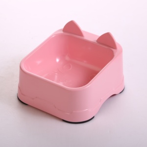 Cute Square <b>Cat</b> Ear Elevated Pet Bowl Neck Protection Anti Slip Plastic <b>Cat</b> Food Water Bowl Custom Logo Pet <b>Feeder</b> Bowl - Product Image 1