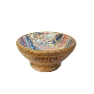 Bol à salade en bois au fini unique pour servir des dattes et des noix, jetable, pour la maison, la cuisine d'hôtel et la décoration de restaurant - Product Image 1