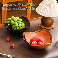 Assiette à collation en plastique PP de qualité alimentaire, empilable, résistante aux chutes, motif grain de bois, pour table de salon, fête, ou comme bol à fruits