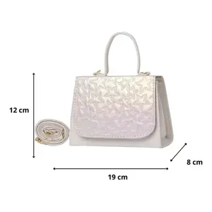 Bolso Bandolera Fana para Mujer, Diseño de Cocodrilo Blanco, Correa Única, Cierre de Concha, Cuero Genuino, Estilo Bohemio Chic, 7 Pulgadas - Product Image 1