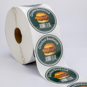 Étiquette autocollante ronde en vinyle imperméable et résistante à la chaleur pour sandwich au poulet, avec code-barres pour l'emballage alimentaire - Product Image 5