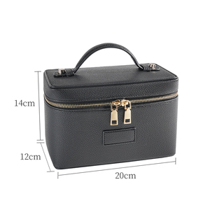 Organisateur de voyage de grande capacité, nouvelle boîte de rangement portable pour pinceaux de maquillage, trousse de toilette en cuir PU, sacs à cosmétiques de couleur noire - Product Image 4