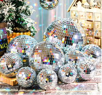 Boules de Noël en Verre Géantes de Qualité Supérieure pour la Décoration de Fêtes, de 10 cm à 100 cm, Argent et Noir, Effet Disco
