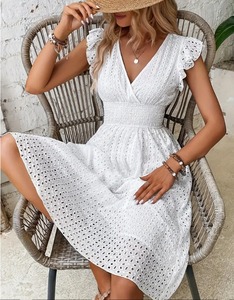 WY4304 S-2XL Nuevo Vestido Elegante de Verano <span class=keywords><strong>para</strong></span> <span class=keywords><strong>Mujer</strong></span>, Multicolor, a la Moda, Casual, <span class=keywords><strong>para</strong></span> el Trabajo, con Mangas de Hoja de Loto - Product Image 6