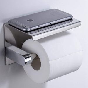 Toallero de papel higiénico multifuncional de montaje en pared de acero inoxidable HF 304 con estante de teléfono para baños de Hotel - Product Image 4