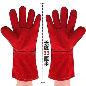 12477 en420 कपास की पंक्तिबद्ध कफ़ पूरी तरह से लाइन के संपर्क ताप 100 14.5 इंच लाल चमड़े का मिग वेल्डर्स गौंटलेट - Product Image 3