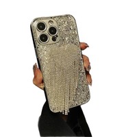 Coque de téléphone anti-chute de luxe haut de gamme avec cadre en forme de cœur et perles incrustées pour iPhone 17, 16, Promax