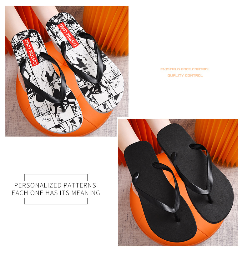 Custom Logo Printing PVC PE Flip-Flops Slippers Couple Flip Flops For Mens