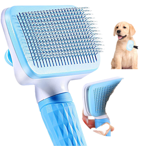 Aço inoxidável ergonômico curvo Pet cabelo pente auto-limpeza e indolor <span class=keywords><strong>grooming</strong></span> ferramenta para gatos e cães - Product Image 3