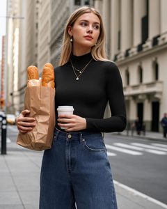 Body a manica lunga da <span class=keywords><strong>donna</strong></span> antipiega, a collo alto, con perizoma, top trendy autunnali per uscire, stile Y2K 2025 - Product Image 6