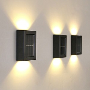 2 <span class=keywords><strong>LED</strong></span> atas dan ke bawah lampu pencahayaan eksterior bertenaga surya lampu tempat lilin tahan air lampu dinding untuk jalan teras teras - Product Image 1