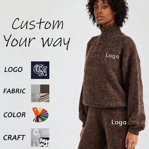 Maglione da Donna in <span class=keywords><strong>Maglia</strong></span> con Bottoni, Mezza Placchetta, Collo Alto, Morbido e Soffice, Stile Maillard, Oversize - Product Image 4