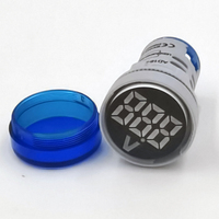 Lampu Indikator Tipe Sirkular AD16-22DSV 60-500V AC Pengukur Tegangan Digital dengan Layar LED 22mm Voltmeter Digital Fase Tunggal