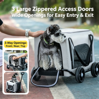 Chariot pliable pour animaux de compagnie (chiens et chats) – Chariot de voyage portable avec sangle et design pousser-tirer
