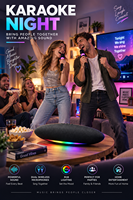 Haut-parleur karaoké sans fil double avec microphones et lumières RGB, enceinte Hi-Fi sans fil pour soirées à domicile et divertissement familial