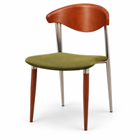 Chaise de salle à manger en bois courbé de style mid-century ZZL avec dossier en velours et pieds en métal pour restaurant, café, hôtel
