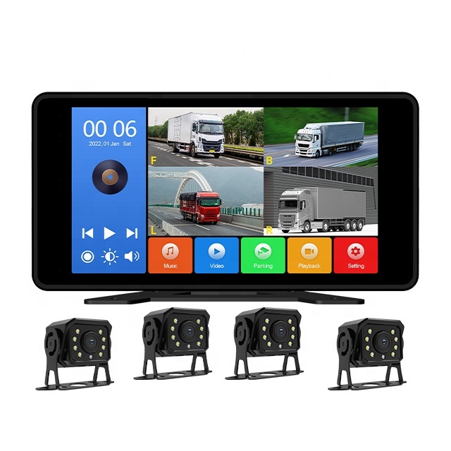 10.1-Inch IPS Car Camera Recorder Portable Video Monitor 4 Cameras Waterproof Night Vision Full Color Android OS App Control