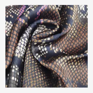 100% Polyester Printed Snake Pattern False Twisting Satin Fabric Smooth Woven For Girls' Shirts Skirts Bags And Garments