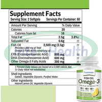 Huile de poisson Oméga-3 Halal Ausreson 1000 mg haute puissance saveur citron végétalienne EPA 600 mg DHA liquide capsules molles d'huile de poisson Oméga 3