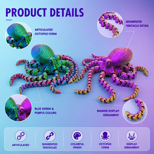Juguete Articulado de Pulpo Impreso en 3D, Tentáculos Móviles, Adorno de Escritorio, Regalo para Niños, Material PLA, Temática Animal, Escala 1/12 - Product Image 2