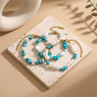 Bracelet à breloques empilable en résine acrylique et lucite, style vacances, avec paillettes turquoise, formes irrégulières, décontracté/sportif