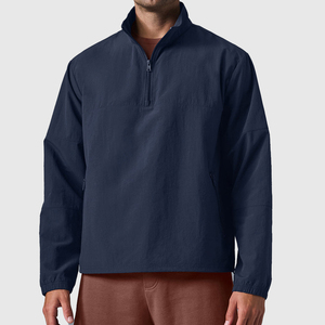 Nuovo arrivo polsini elasticizzati Pullover leggero da uomo in Nylon 100% 1/4 felpe <span class=keywords><strong>Zip</strong></span> con <span class=keywords><strong>tasche</strong></span> con cerniera - Product Image 1