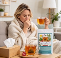Teh Herbal Kenyamanan Pernapasan Alami, Teh Herbal Pendukung Obat Batuk, Teh Herbal Tanpa Kafein untuk Kesehatan Tenggorokan