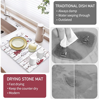 Tapis absorbant écologique en terre de diatomée CC, motif imprimé UV, Alfombra Diatomita de Noël pour ustensiles, casseroles et bouteilles