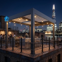 Pergola Bioclimatique Motorisée en Aluminium de Luxe Moderne Chinois Sweet Home avec Toit à Lames Orientables, Abri Extérieur Imperméable et Ombre Antique