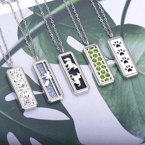 Collier rectangulaire à huile essentielle longue <span class=keywords><strong>chaîne</strong></span> de chandail d'aromathérapie collier d'accessoires de couple à médaillon pour femmes et hommes - Product Image 3