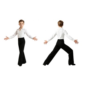 Conjunto de Ropa de Baile de Salón para Niños, Camisa con Volantes y Pantalones Acampanados, Traje para Competencia de Baile Latino - Product Image 2