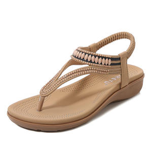Sandalias de Mujer de Cuero Genuino Estilo Playa Americana, Diseño Geométrico Evergreen, Suela Gruesa y Acolchada - Product Image 4