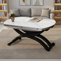 Table basse et table à manger 2-en-1 multifonctionnelle en métal, design rond moderne, pour petit appartement, salon