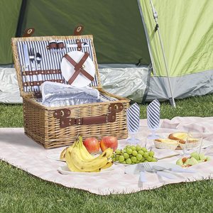 Panier de pique-nique en osier fait main pour 2 personnes avec couverts, idéal pour le pique-nique et le camping - Product Image 5