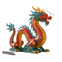 Sculpture de dragon et grue en fibre de verre étanche, style dessin animé, pour l'attraction de richesse et la prospérité, idéale pour l'extérieur, piscine et jardin, Feng Shui Oriental