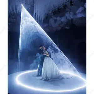 Decoração moderna para casamento, cerimônia de noiva, primeira dança, casal, grande evento, noivo, laser, neve, foco, peça central do casamento