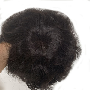 Lace and PU Hair Replacement System Human Indian Hair <b>Toupee</b> for Men - Product Image 4