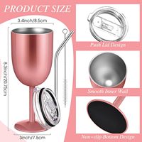 Cadeaux personnalisés avec logo, gobelet à vin à double paroi isolé sous vide avec couvercle et paille, verres à vin en acier inoxydable