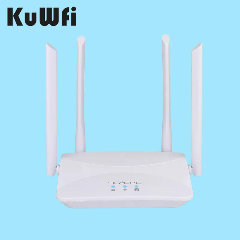 KuWFi router dc antena eksternal 150Mbps, router LTE nirkabel 4g putih performa tinggi 4 buah harga pabrik