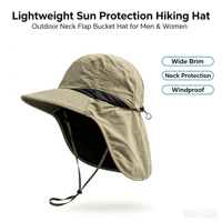 Topi Lebar Anti UV UPF50+ dengan Penutup Leher, Ringan, Cocok untuk Hiking dan Memancing, untuk Pria Wanita, Logo Custom OEM
