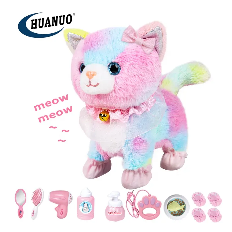 Kids remote control stuffed animal toy interactive electronic walking and barking plush toy cat