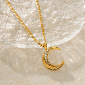 Collier pendentif lune MYNECK pour femme, en acier inoxydable plaqué or 18 carats PVD, résistant au ternissement, <span class=keywords><strong>style</strong></span> chrétien, tendance et mode - Product Image 6