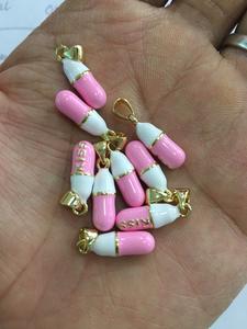 Collar con abalorio de letras chapado en oro para manualidades, colgante con forma de cápsula de <span class=keywords><strong>pastilla</strong></span>, esmalte por goteo de aceite, para montar - Product Image 3