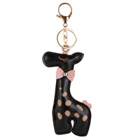 Porte-clés Girafe de Dessin Animé Multicolore en Cuir PU, Pendentif de Sac Tendance, Accessoire pour Clés de Voiture, Cadeau de Fête Thème Zoo