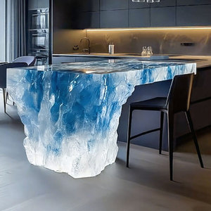 Mesa de epoxi con efecto de hielo esmerilado de lujo R027, muebles artísticos para sala de estar, Bar, escritorio acrílico minimalista de estilo Zen japonés - Product Image 6