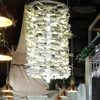 Lustre LED de luxe personnalisé en forme de poisson, suspension en céramique, design banc de poissons blancs, lampe suspendue pour hall d'hôtel et salle d'exposition