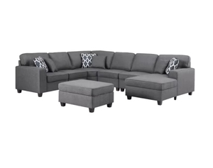 Canapé d'angle en U 7 places en lin moderne, ensemble de meubles de salon segmentés en tissu, vente en gros, assemblage et démontage - Product Image 3