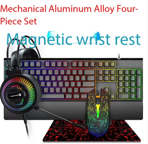 Clavier RGB lumineux, <span class=keywords><strong>casque</strong></span>, tapis de souris, combo 4-en-1, clavier mécanique et souris, kit de jeu quatre-en-un - Product Image 1