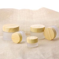GIVELAMI Offre Spéciale Pot en Plastique Cylindrique Givré 150-250ml avec Couvercle Effet Bois pour Emballage Cosmétique Crème Soin Peau Gommage